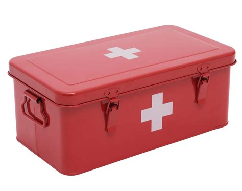 red metal first aid box|first aid box refill supplies.